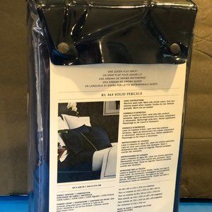 $115 Ralph Lauren RL 464 Percale 100% Cotton QUEEN Flat Sheet Polo Navy Blue